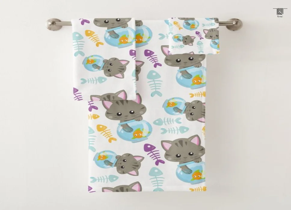 Cat pattern towels